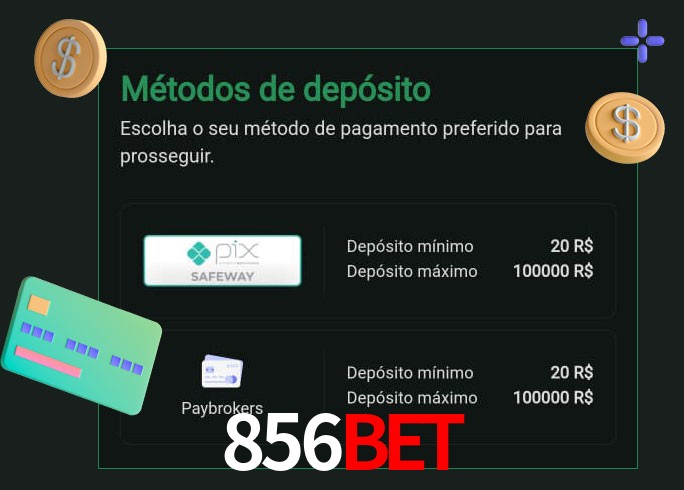 O cassino 856Bet oferece uma grande variedade de métodos de pagamento